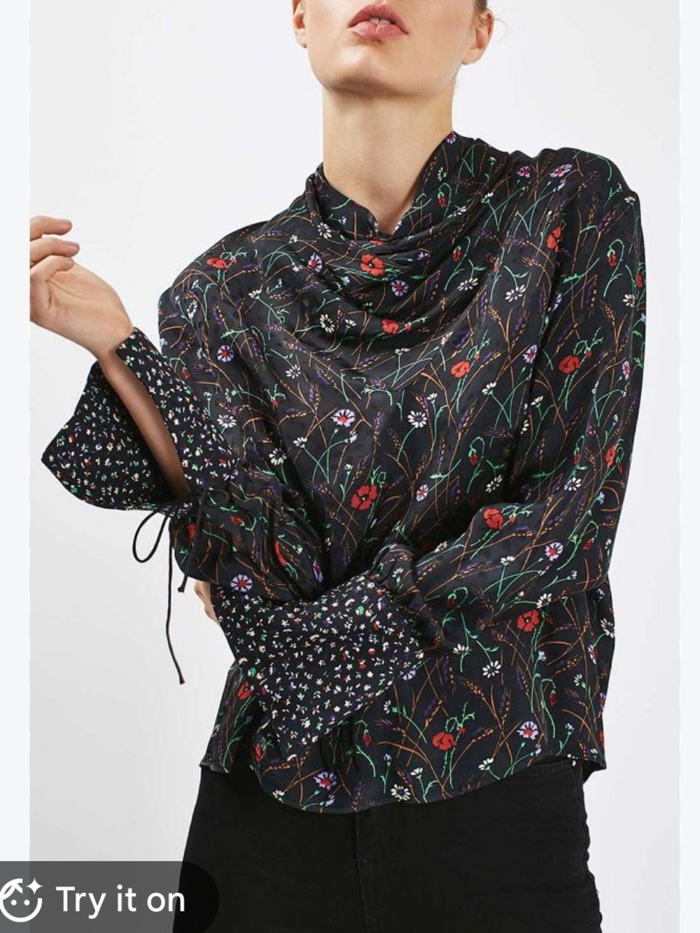 Topshop Boutique Floral Black Blouse 8 Top